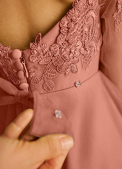 Azazie Precious Robe Demoiselle D'honneur Fillette Robe Trapèze en Tulle Dentelle Mai Tai image6
