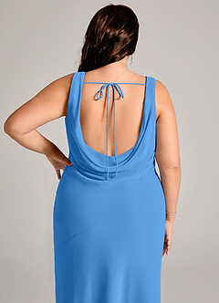 Azazie Rylina Bridesmaid Dresses Blue Jay Mermaid Pleated Chiffon Dress image12
