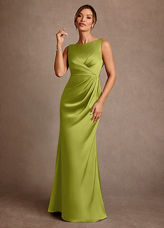 Azazie Baltimore Mère de la mariée Robes Robe Trapèze en Satin extensible Plissée Citronnelle image1