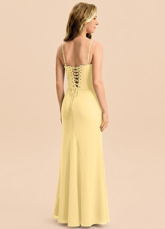 Azazie Sorrel Junior Butter Mermaid Pleated Chiffon Dress image2