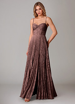 Azazie Akiko 신부 들러리 드레스 A라인 스윗하트 네크라인 플로럴 번아웃 바닥 길이 드레스 image4