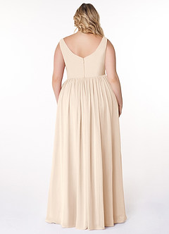 Azazie Keyla Bridesmaid Dresses White Alabaster A-Line V-Neck Pleated Chiffon Dress image7