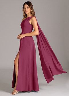 Azazie Tella Bridesmaid Dresses Mulberry A-Line One Shoulder Chiffon Dress image1