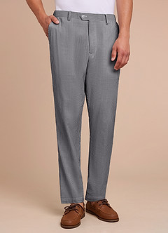 front Gavin Grey Striped Seersucker Dress Pants