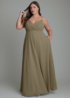 Azazie Amani Brautjungfernkleider A-Linie Plissee Chiffon Kleid Weidengrün image9