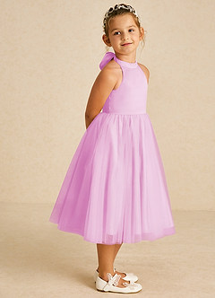 Azazie Dora Flower Girl Dresses Candy Pink A-Line Bow Tulle Dress image3