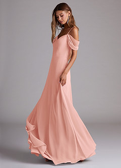 Azazie Marley Bridesmaid Dresses Rosette A-Line Off the Shoulder Chiffon Convertible Dress image3