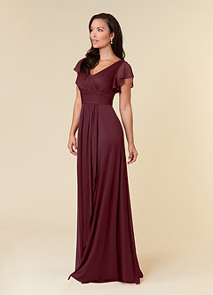 Azazie Reneya Mother of the Bride Dresses Cabernet A-Line Pleated Mesh Dress image2