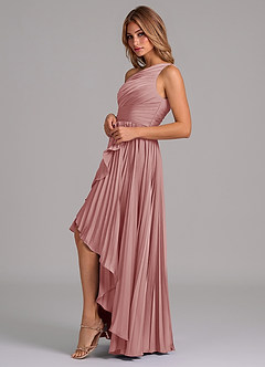 Azazie Lyrica Bridesmaid Dresses Dusty Rose A-Line One Shoulder Stretch Satin Dress image5