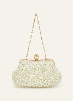 front Pearl Beaded Clutch Bag