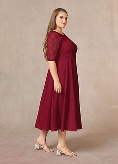 Azazie Dorothea Mother of the Bride Dresses Burgundy A-Line Scoop lace Chiffon Dress image7