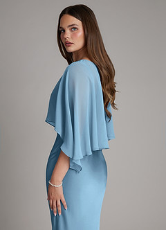Azazie Ambra Bridesmaid Dresses Steel Blue Mermaid Pleated Stretch Satin Dress image8