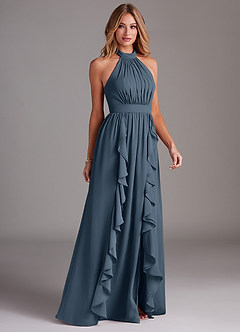 Azazie Avary Bridesmaid Dresses Neptune A-Line Pleated Chiffon Dress image5