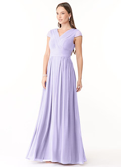 Azazie Organa Bridesmaid Dresses A-Line Pleated Chiffon Floor-Length Dress image3