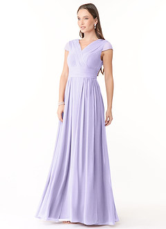 Azazie Organa Bridesmaid Dresses Lilac A-Line Pleated Chiffon Dress image3