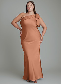 Azazie Yuanna Abiti da Damigella Abito Sirena in Raso Elasticizzato Monospalla Bronzo image8