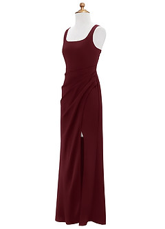 Azazie Mero Junior Cabernet Mermaid Pleated Stretch Satin Dress image7