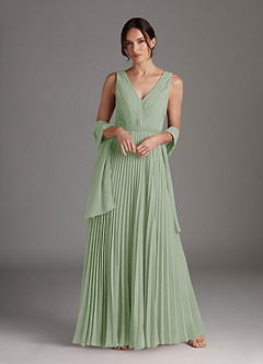 Azazie Kris Mother of the Bride Dresses Dusty Sage A-Line Sequins Chiffon Dress image1