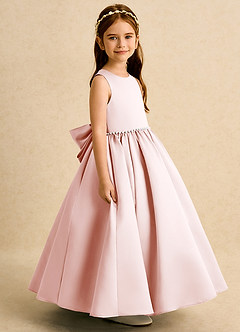 Azazie Daisies Jurken voor bloemenmeisjes Baljurk Jurk van Mat Satijn Boog Blozend Roze image3