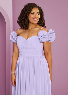 Barbie ♥ Azazie Robes de demoiselle d'honneur Robe Trapèze Convertible en Mousseline de soie Épaule décolletée Lilas image18