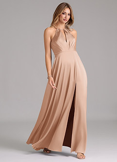 Azazie Evalleen Bridesmaid Dresses English Rose A-Line Pleated Stretch Satin Dress image5