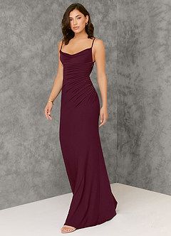 Azazie Beryl Brautjungfernkleider Etui Luxuriöse Strickwaren Kleid Cabernetrot image4