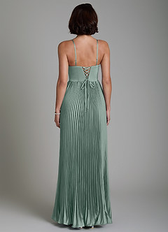 Azazie Micah Bridesmaid Dresses Silver Sage A-Line Corset Stretch Satin Convertible Dress image4