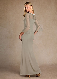 Azazie Bellevie Abiti per la Madre della Sposa Abito Tubino in Crepe Elasticizzato Perline Taupe image3