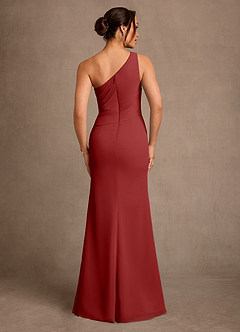 Azazie Floy Mother of the Bride Dresses Rust Sheath One Shoulder Chiffon Dress image3