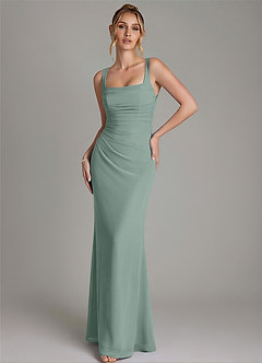 Azazie Agustina Bridesmaid Dresses Silver Sage Mermaid Corset Chiffon Dress image4