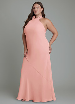 Azazie Velli Bridesmaid Dresses Rosette Mermaid High Neck Chiffon Dress image12