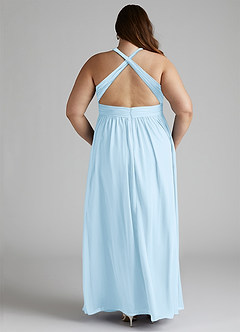 Azazie Ashia Bridesmaid Dresses Sky Blue A-Line Pleated Chiffon Dress image11