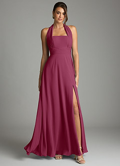 Azazie Tamira Bridesmaid Dresses Mulberry A-Line Pleated Chiffon Convertible Dress image1