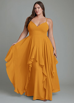 Azazie Zaina Bridesmaid Dresses Butterscotch A-Line Chiffon Dress image7