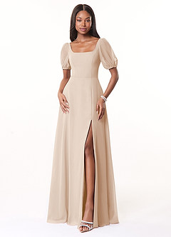 Azazie Alani Przymierzanie sukienek w domu Linia A z kieszeniami Szyfon Do ziemi Sukienka image1