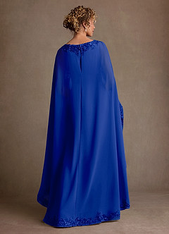 Azazie Artemisia Mère de la mariée Robes Robe Fourreau en Mousseline de soie Dentelle Bleu Roi image3