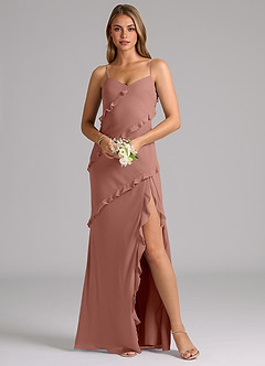 Azazie Nancie Bridesmaid Dresses Cedar Rose Mermaid Ruched Chiffon Dress image8