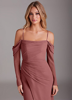 Azazie Hallie Bridesmaid Dresses Amethyst Mermaid Long Sleeve Chiffon Dress image2