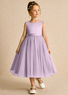 Azazie Pear vestidos de niña de las flores Vestido de Lila Esmerilada de Tul de Princesa con Lazo image4