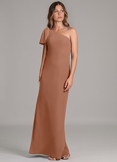 Azazie Capri Bridesmaid Dresses Bronzer A-Line One Shoulder Chiffon Dress image5
