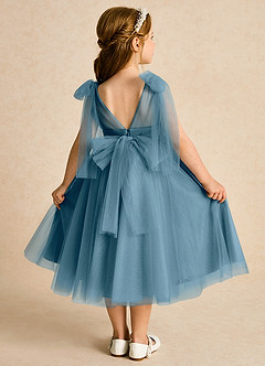 Azazie Dori Robe Demoiselle D'honneur Fillette Robe Trapèze en Tulle Rayé Bermude image1