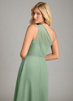 Azazie Phaedra Bridesmaid Dresses Matcha A-Line One Shoulder Chiffon Dress image14