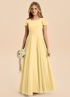 Azazie Cady Junior Butter A-Line Pleated Chiffon Dress image1