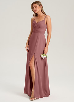 Azazie Terese Bridesmaid Dresses Desert Rose A-Line Pleated Chiffon Dress image7