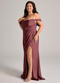 Azazie Johana Bridesmaid Dresses Merlot Mermaid Off the Shoulder Stretch Satin Convertible Dress image12