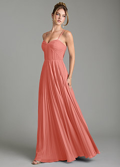 Azazie Teagan Abiti da Damigella Abito A-Line in Chiffon Scollo a Cuore Salmone Rosa image1