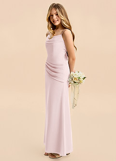Azazie Nettie Junior Blushing Pink A-Line Pleated Chiffon Dress image4
