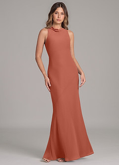 Azazie Allettie Final Sale Clay Mermaid Chiffon Dress image6