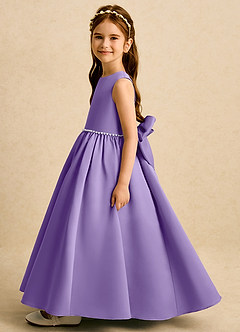 Azazie Daisies Flower Girl Dresses Tahiti Ball-Gown Bow Matte Satin Dress image4