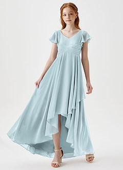 Azazie Caria Junior Mist A-Line Pleated Chiffon Dress image5